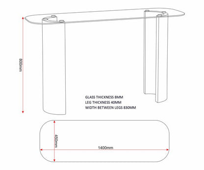 Modena Console Table - Clear Glass/Cream Marble Effect