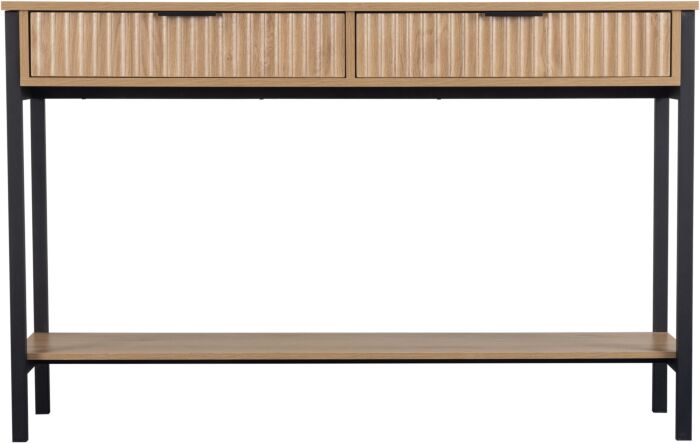 Miami 2 Drawer Console Table - Oak Effect/Black