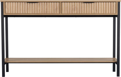 Miami 2 Drawer Console Table - Oak Effect/Black
