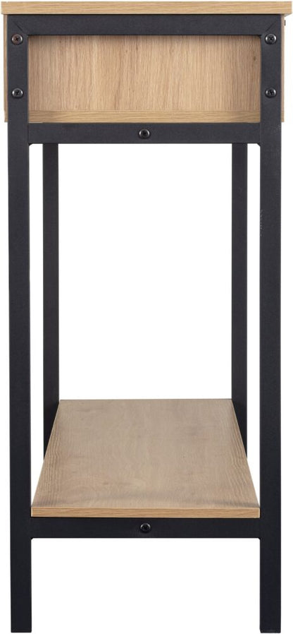 Miami 2 Drawer Console Table - Oak Effect/Black