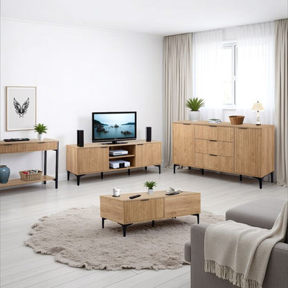 Miami 2 Drawer Console Table - Oak Effect/Black