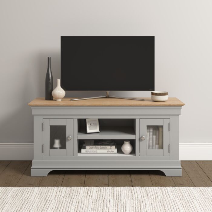 Bordeaux Small TV Stand - Pebble Grey/Oak