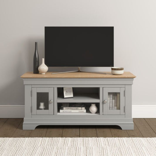 Bordeaux Small TV Stand - Pebble Grey/Oak