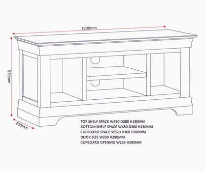 Bordeaux Small TV Stand - Pebble Grey/Oak