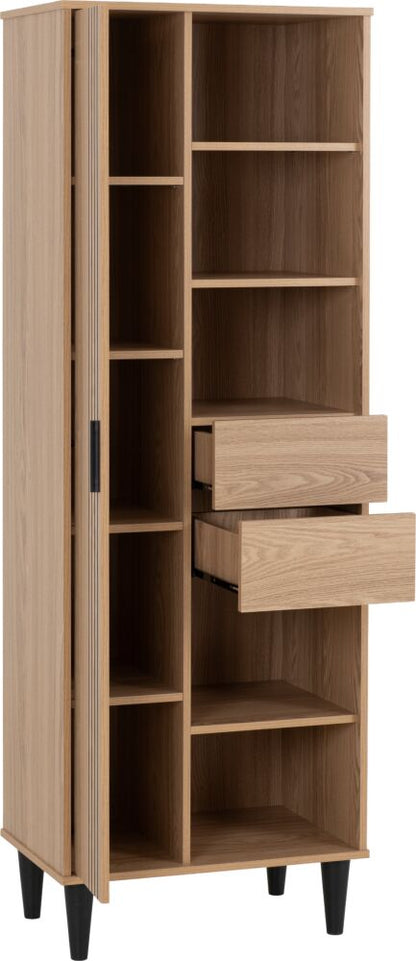 Tessa 1 Door 2 Drawer Bookcase Unit - Natural Oak Effect
