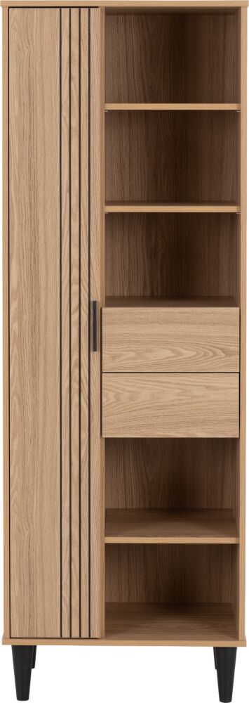 Tessa 1 Door 2 Drawer Bookcase Unit - Natural Oak Effect