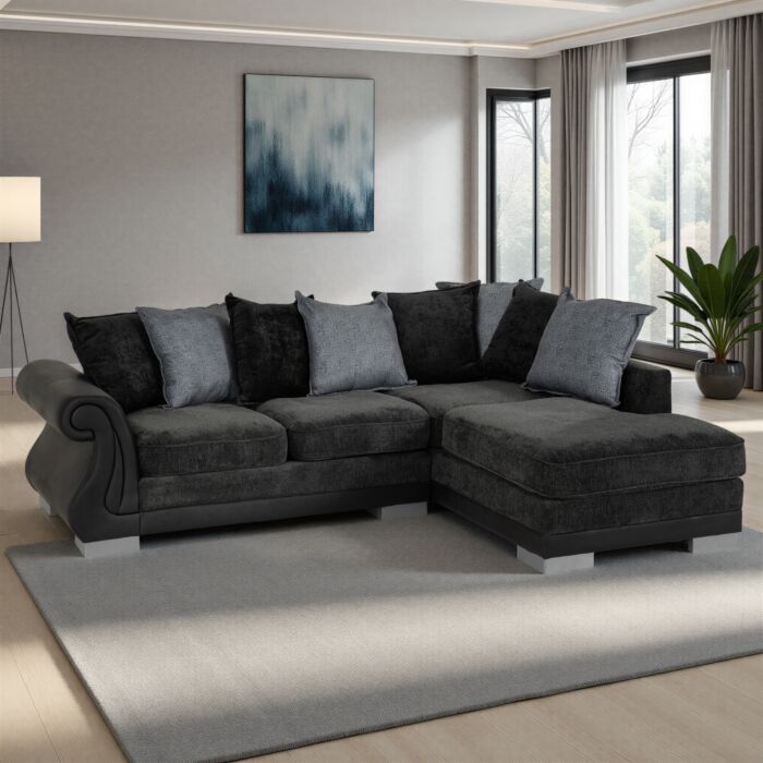 Elsa Right Hand Facing Corner Sofa - Dark Grey
