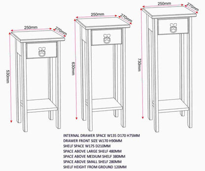Corona 3 Plant Stands - Distressed Waxed Pine