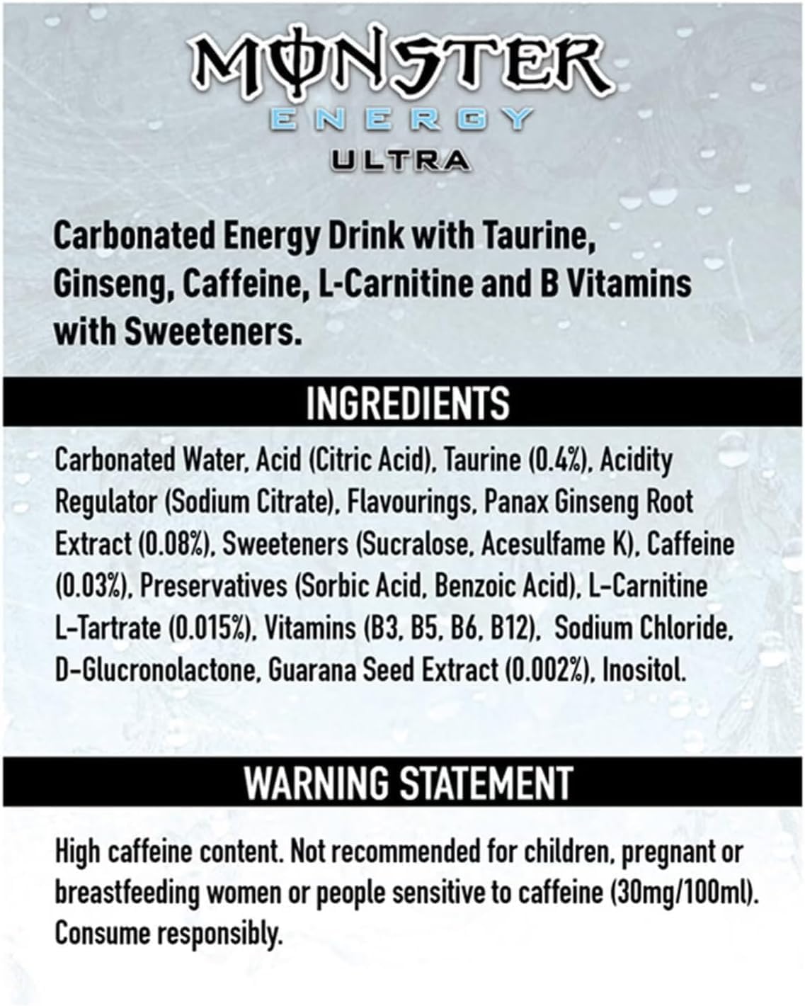 Monster Energy Drink Can - 500ml - Ultra White (12Pack)