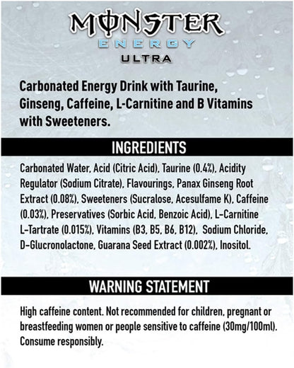 Monster Energy Drink Can - 500ml - Ultra White (12Pack)