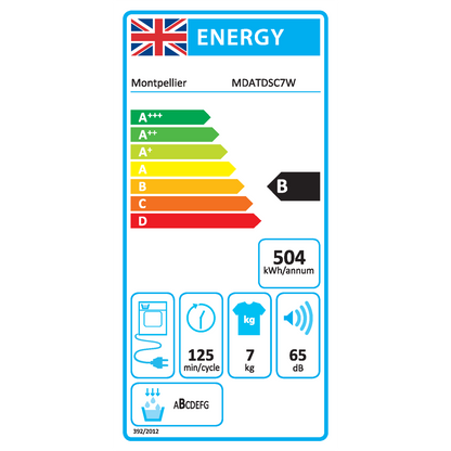 Montpellier MDATDSC7W 7Kg Condenser Sensor Dry Tumble Dryer in White