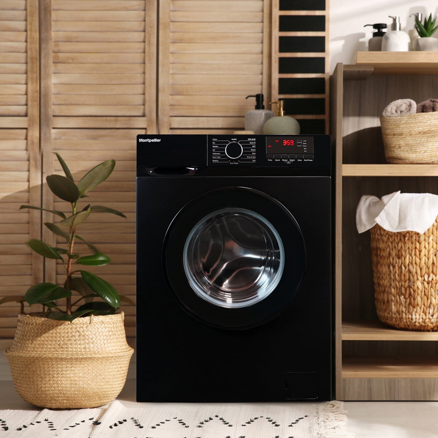 Montpellier MDAWM1014K 10kg 1400rpm Washing Machine in Black