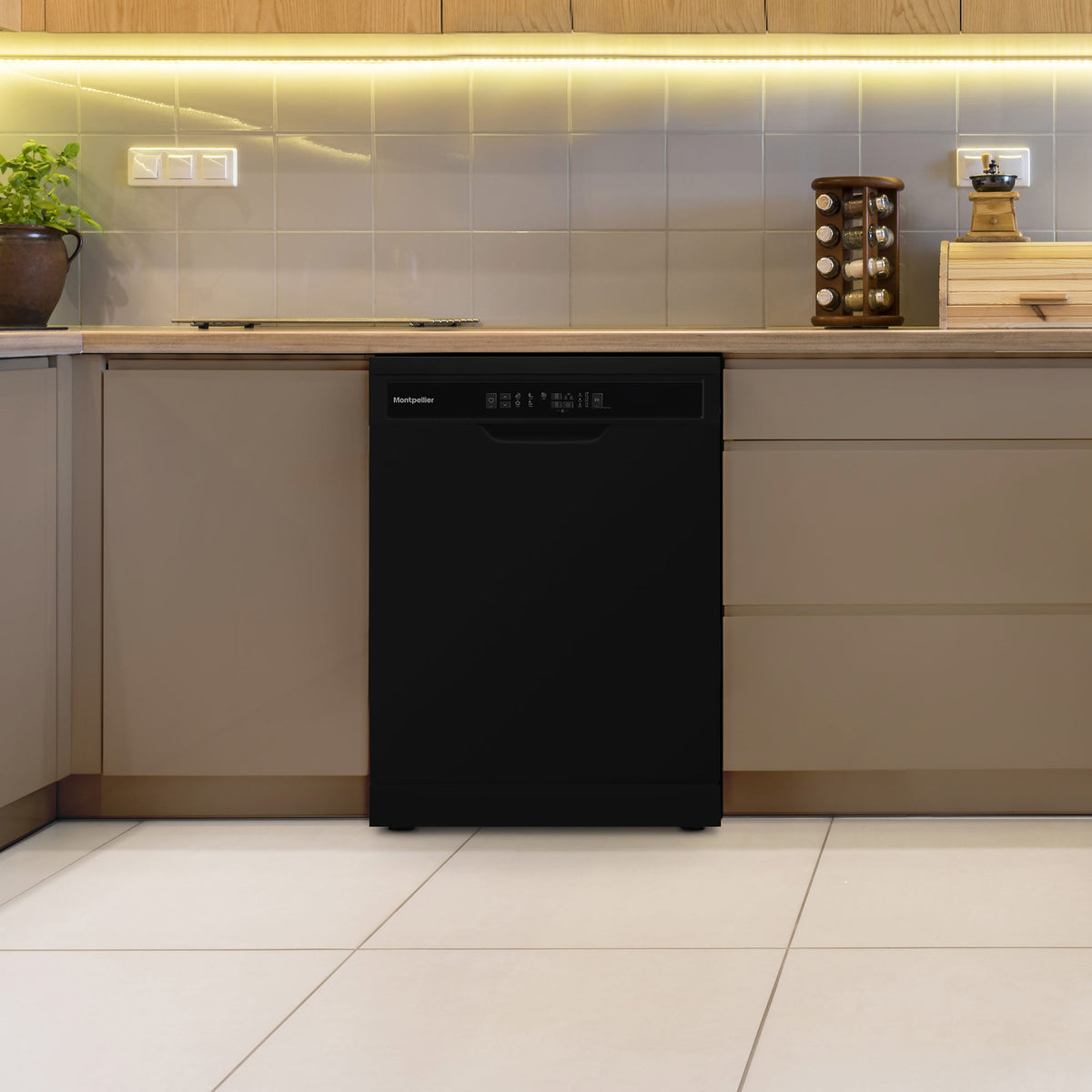 Montpellier MDWD1354K 60cm Freestanding Dishwasher in Black