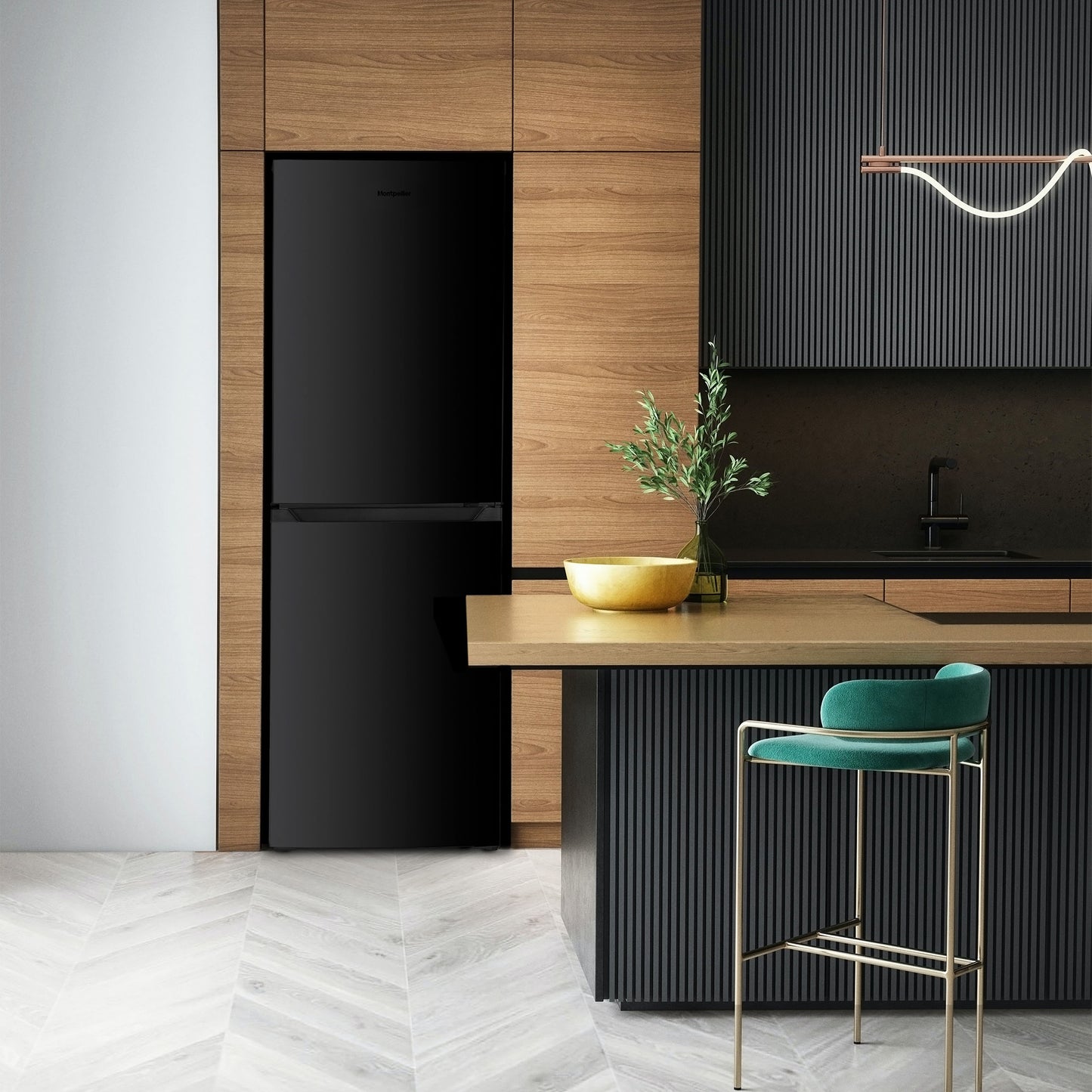 Montpellier MNF167EBK No Frost Fridge Freezer in Black