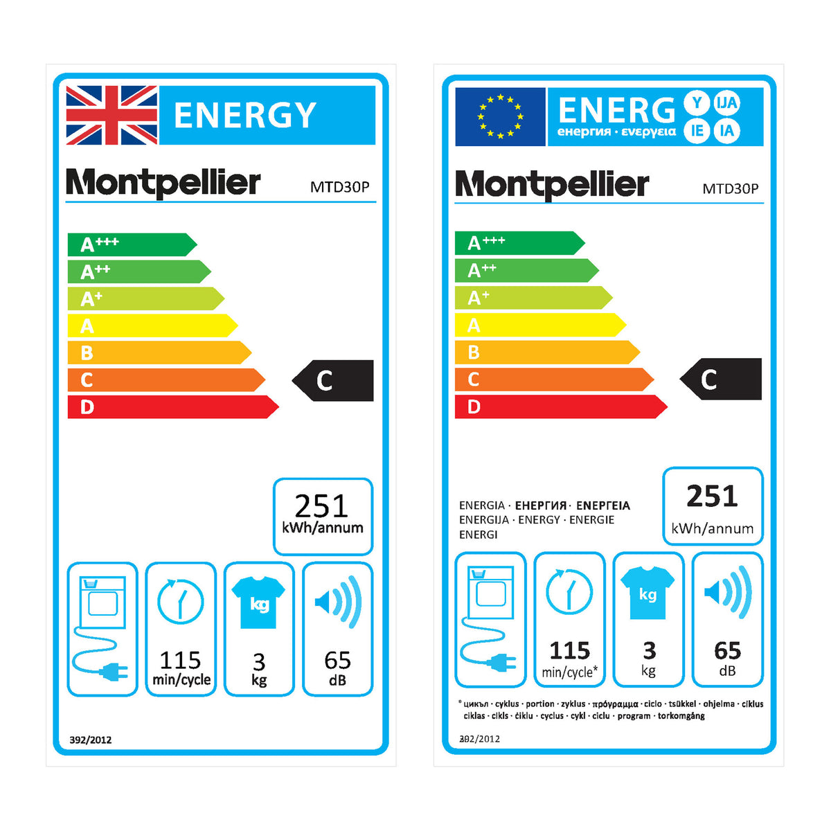 Montpellier MDATD30W 3kg Compact Tumble Dryer